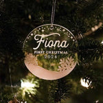 Personalized Baby First Christmas Ornament - Snowflakes