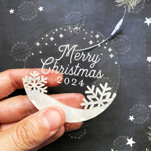 Merry Christmas Ornament - Snowflakes