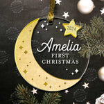 Personalized Baby First Christmas Ornament - Gold Moon