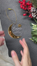 Personalized Baby First Christmas Ornament - Gold Moon