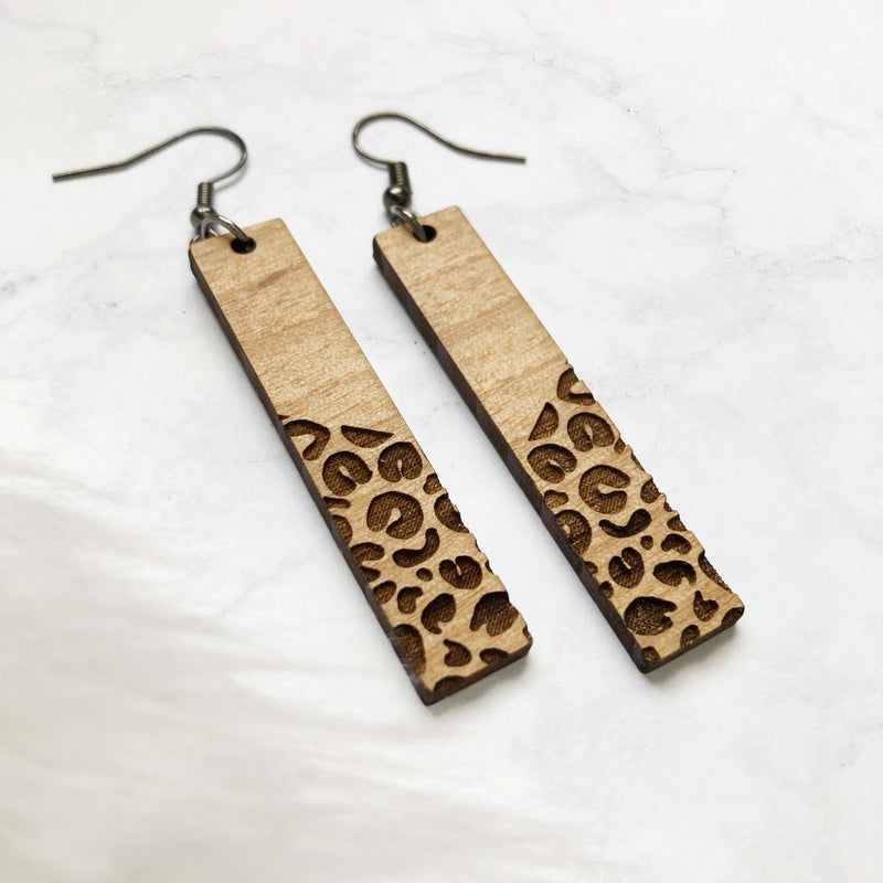 Leopard Bar Earrings