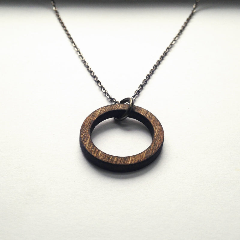 Rustic Wood Hoop Necklace